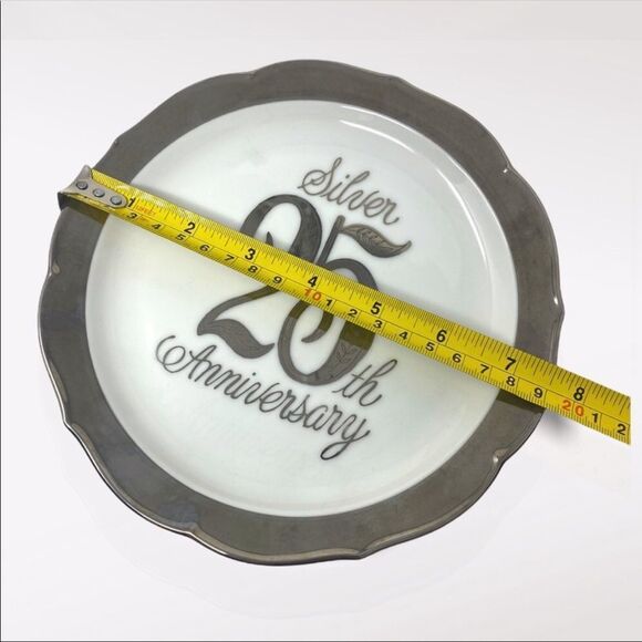 VINTAGE | Fine China Silver 25th Anniversary Plate - Picture 4 of 8